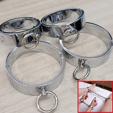 Metal Wrist Handcuffs Ankle Cuffs Shackles Neck collar Restraint /Lockable Belt