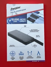 Energizer Solar Power Bank 10,000 mAh Dual USB Charging Ports 2-way Type-C Ports