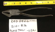 Vintage Red Devil No. 210 8 1/2” Long Glass Breaking Pliers