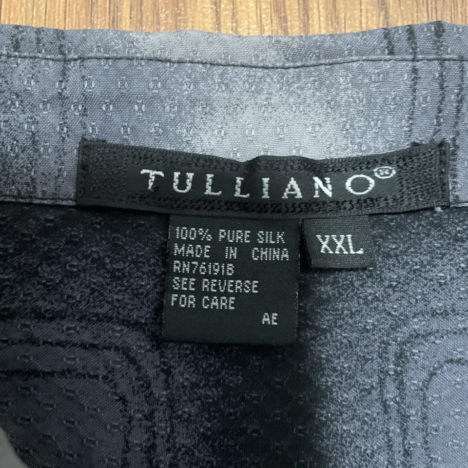 Camisa Tulliano Para Hombre XXL Seda Geométrica Estampado Caja Manga Larga Botón Delantero Foto 3 de 4