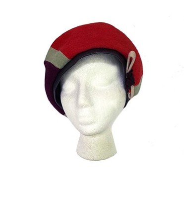 Shillito's VTG Beaver Felt Red, Green, Brown, Beige Colorblock Leather Trim Hat
