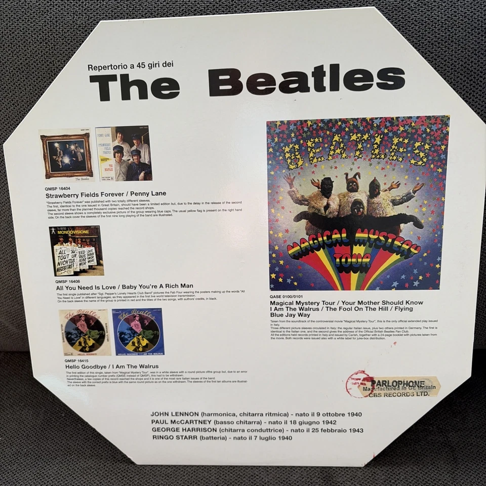 Rare Parlophone Italy The Beatles 'Magical Mystery Tour' Turquoise Vinyl NM - Image 4 of 4