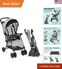 Slate Gray Lightweight Umbrella Stroller with Canopy and Storage -