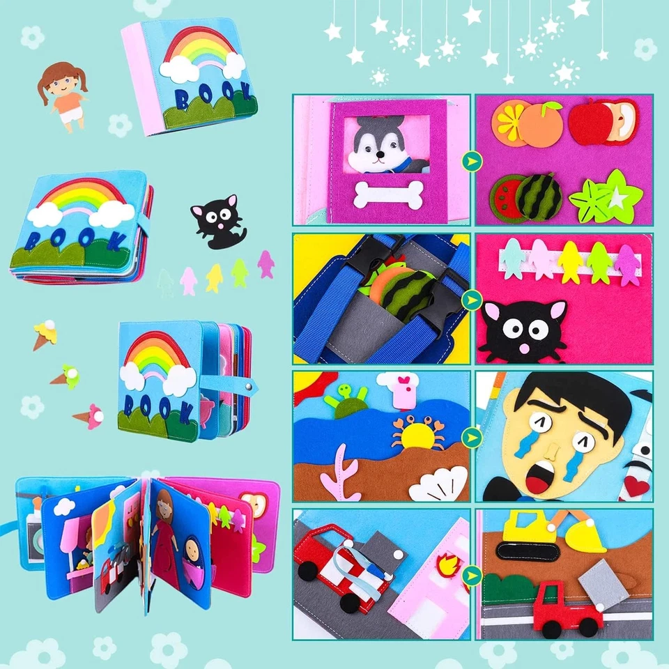 Quiet Book 3D Filz Busy Board Montessori Pädagogisches Sensorisches Stoffbuch - Bild 4 von 4