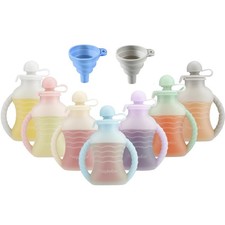 7-Pack Reusable Silicone Baby Food Pouches with Handles, 4Oz Refillable Squeeze