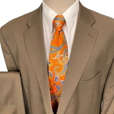 Lauren Ralph Lauren Suit Mens 50R Olive Brown Neutral Office Dapper ClassicWool