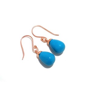 Authentic Natural Turquoise Teardrop Dangle Earrings Rose Gold Fill Solid Silver Jewelry