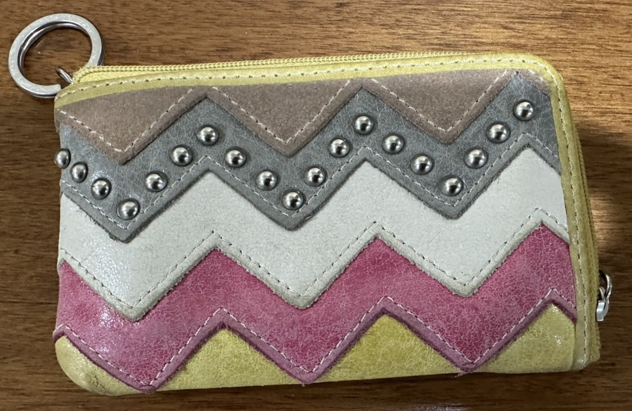 FOSSIL MULTI-COLORED CHEVRON PATTERN LEATHER WALL… - image 1