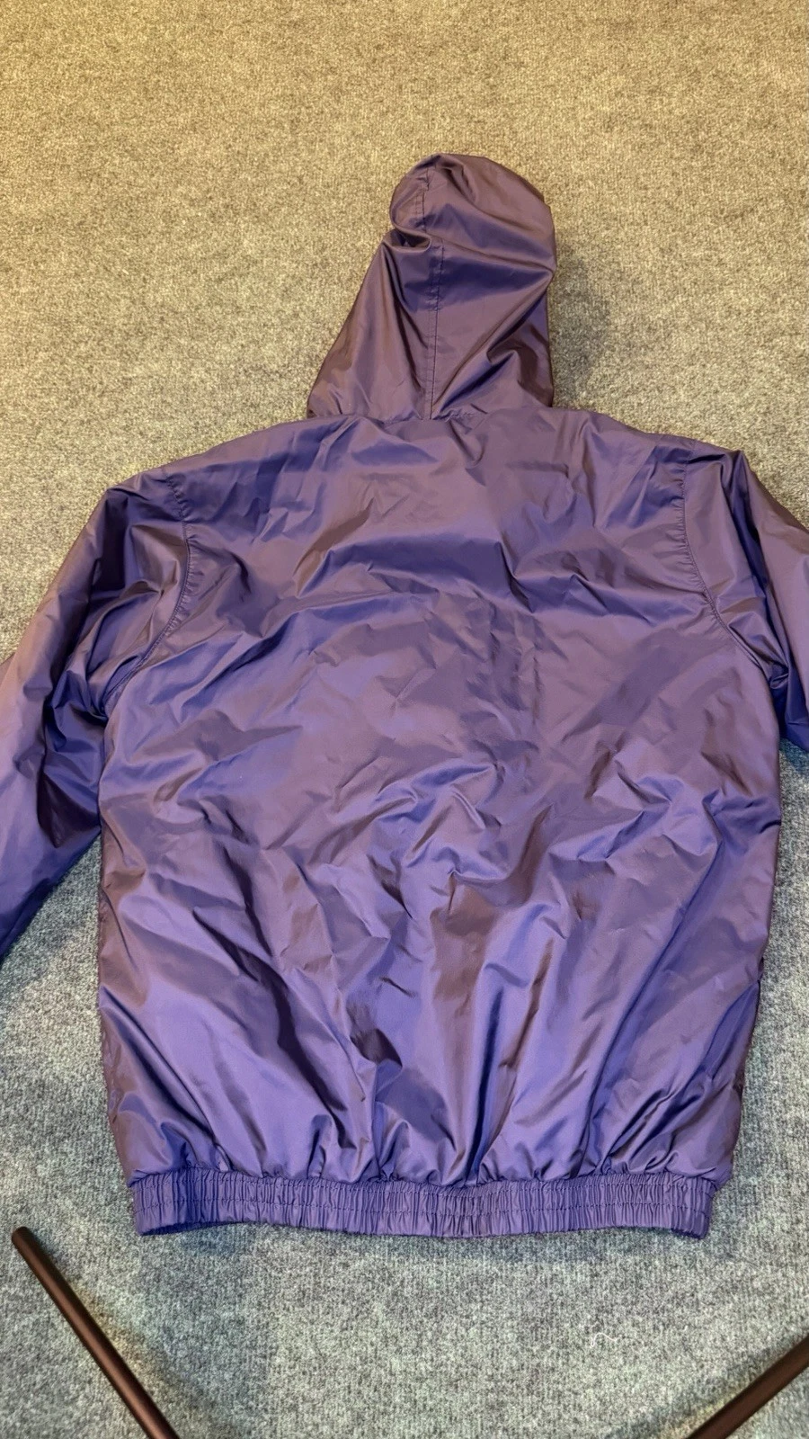 VTG Charles River Apparel Men's Navy Blue Full Zip Hooded Nylon Windbreaker S - product detail image 2