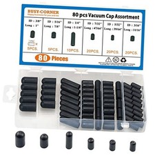 80 Pieces Vacuum Cap Assortment, Rubber, Dropper ID 80PCS Vacuum Cap Black