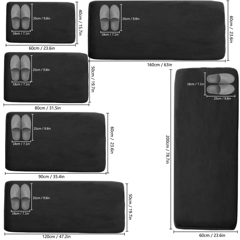 Thickened flannel kitchen floor mats absorbent oil non-slip mats long . - Image 2 of 4