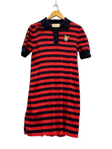 GUCCI / Robe manches courtes / S / Coton / ROUGE / Border / 657895