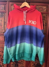 Polo Ralph Lauren Spell out Ombr  Hoodie M Multi Tone Red/ Blue/ Green