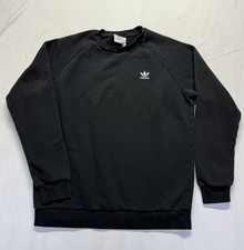 Adidas Trefoil Essentials Sweatshirt Mens Large Black Fleece Lined Primegreen
