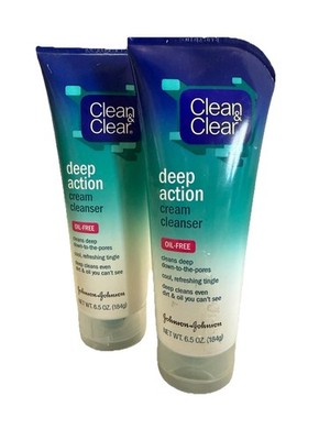 Clean & Clear Deep Action Cream Cleanser Oil-Free 2009 Net Wt. 6.5 oz /184g 2 PK