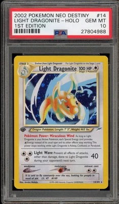 Pokemon Light Dragonite Neo Destiny 1st Edition Holo Rare #14 PSA 10 Gem Mint