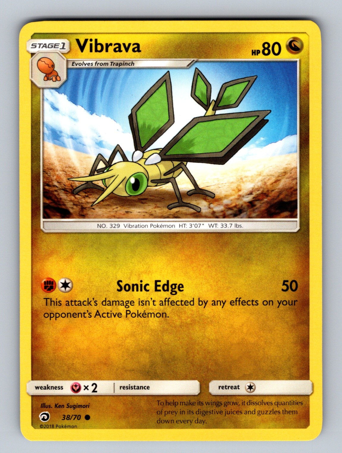Vibrava 38/70 Common Dragon Majesty NM - LP Pokemon TCG
