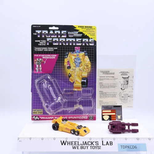 Drag Strip 100% Complete W/CARDBACK & BUBBLE 1986 G1 Transformers Vintage