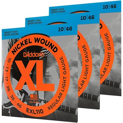 D'Addario EXL110 Nickel Light Electric Guitar Strings 3Pack