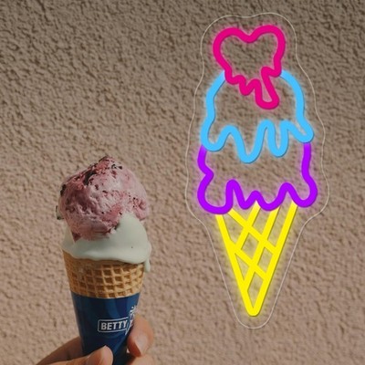 Neon Sign Ice Cream Dimmable LED USB Powered Wall Decor 14.7×6.7