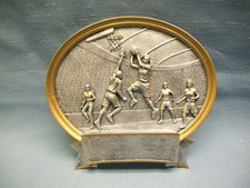 Basketball female trophy resin oval plaque plate 56507-GS small