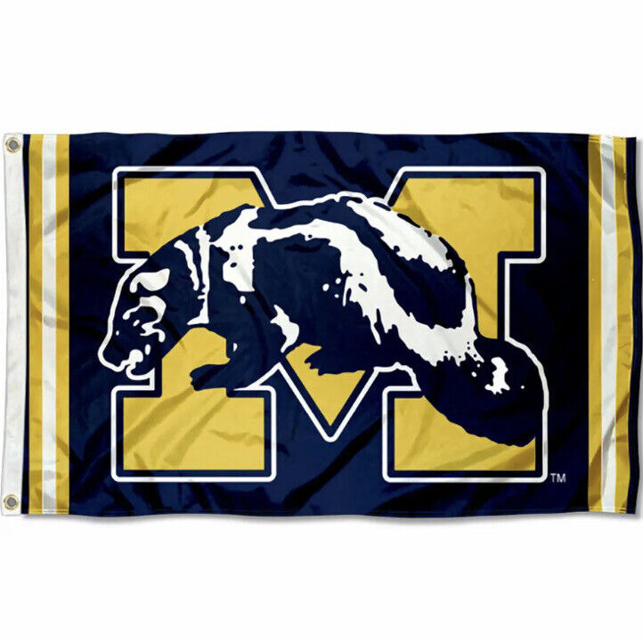 Michigan Wolverines 3x5 FT Flag Man Cave Logo Banner Football NCAA FREE  Shipping