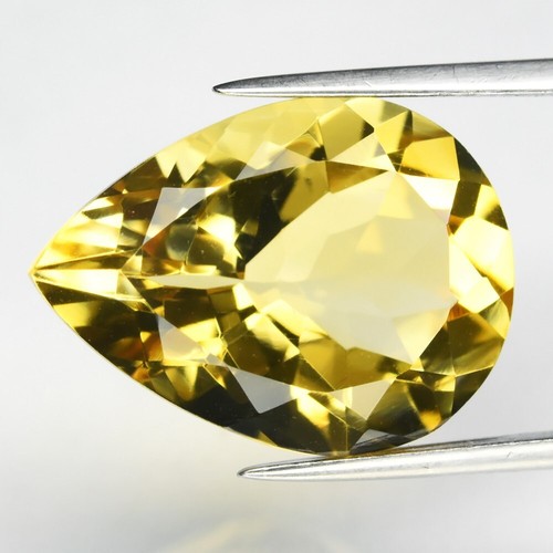 π 6.87ct 16x11.8mm VVS Pear Natural Yellow Citrine - Brazil Gemstone