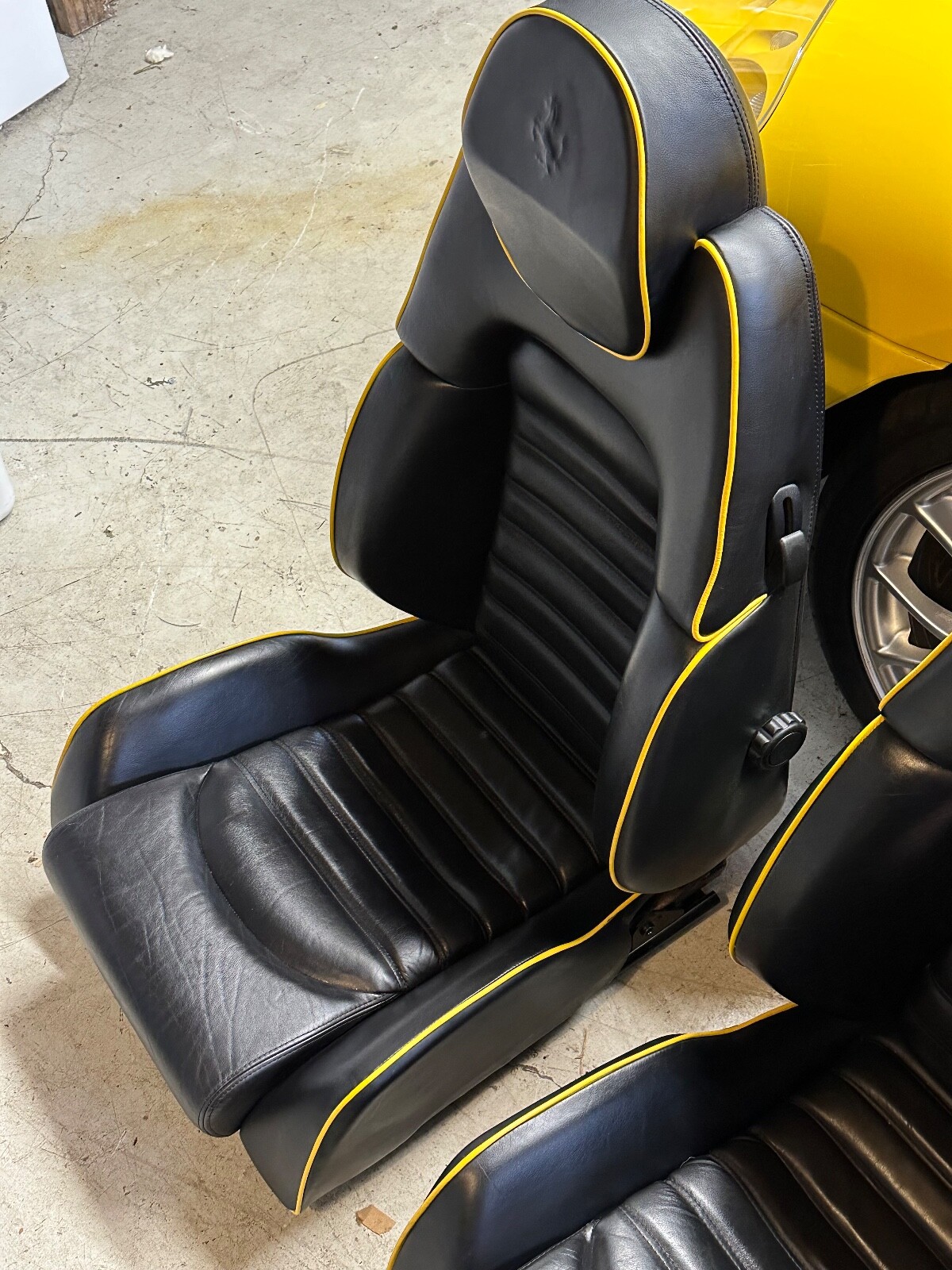 Ferrari 360 Leather Seats, Black with Yellow Piping, OEM Power adjustable