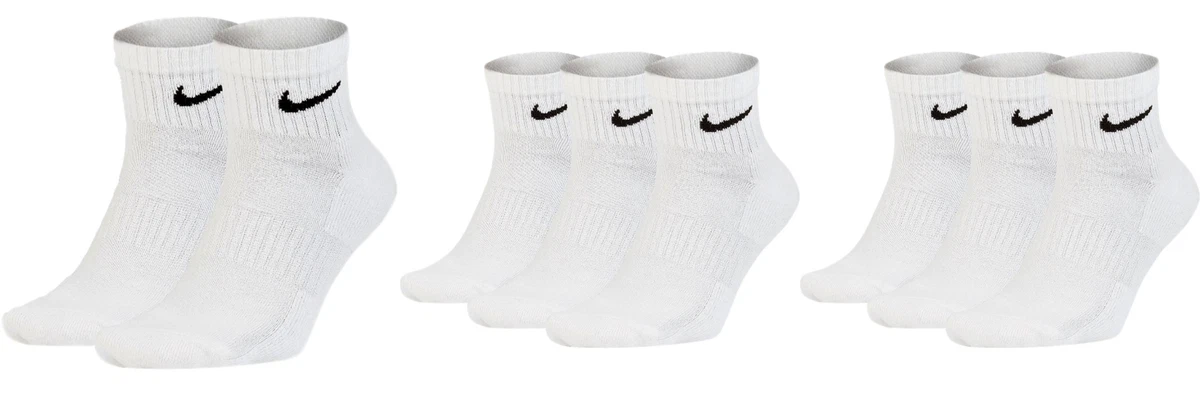 Nike Socken Herren Damen Weiß Schwarz Kurz 8 Paar Knöchel-Hoch 8er Pack Sparset