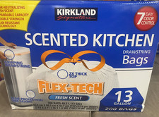 Kirkland Signature Flex-Tech 13-Gallon Scented Kitchen Trash Bags, 200-Ct .9 Mil