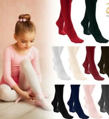Girls Cotton Rich Nifty Plain School Tights Ages 0 - 12 Years Assorted Colours