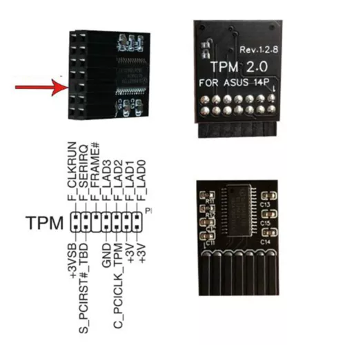 Pour ASUS M R 2.0 Module TPM 2.0 14 broches SPI 20 broches LPC TPM