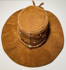 Vtg Western Cowboy Studded Suede Leather Hat Made in Mexico Size S Approx 22