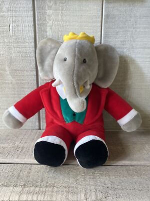 Babar Plush Elephant Vintage Gund Red Jacket 1980's