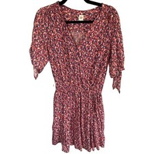 GAP Surplice Wrap Mini Dress Womens XS Womens Pink Ditsy Floral Pockets