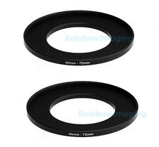 (2 Pcs) 46-72mm 46 mm to 72 mm Metal Step Up Lens Filter Ring Adapter US Seller