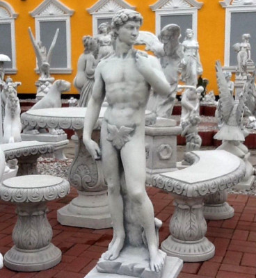 Steinfigur ''David'' Steinguss, H.83cm Skulpturen Gartenfigur Statue Gartendeko