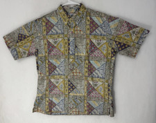 Reyn Spooner XL Fish Tribal Short Sleeve Pullover Shirt Hawaii Button Vintage