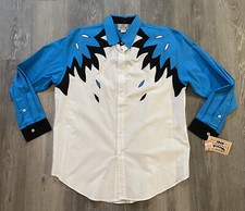 1849 Authentic Ranchwear Dress Show Shirt - Blue Tear Drops Design - Size XL