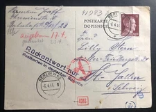 1944 Theresienstadt Bohemia Ghetto Censored Postcard to St Gallen Switzerland