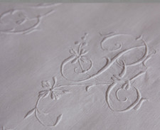 Antico LENZUOLO Francese LINO 224x336 Splendido Ricco RICAMO