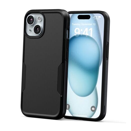 【2023 New Designed for Case, Heavy-Duty Tough Slim Shockproof iPhone 15 Black