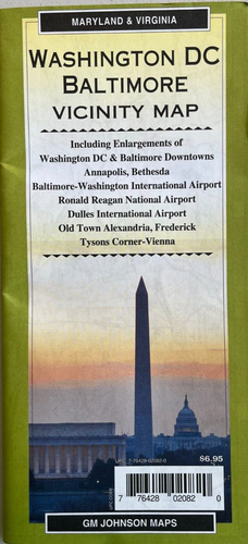 New WASHINGTON DC/BALTIMORE ROAD MAP City/Vicinity AAA/GMJ/GM JOHNSON ...