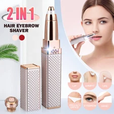 2 IN 1 Women Electric Eyebrow Trimmer Brows Facial Hair Remover Epilator Clipper