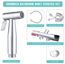 Handheld Bidet Sprayer Set Stainless Steel Anti Leak Hose Bathroom Pet Shower Ki