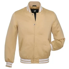 Varsity Jacket Letterman Jacket Ivory Cream Satin Jacket  All Sizes