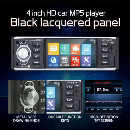 Single 1 Din 4" In-Dash Car Radio Stereo Mirror RDS/AM/FM Touch Screen Bluetooth - Picture 5 of 18