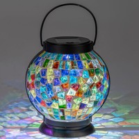 Laterne Mosaik 18 Cm Metall Mit Solarlicht Beleuchtung formano 554734 Gartendeko