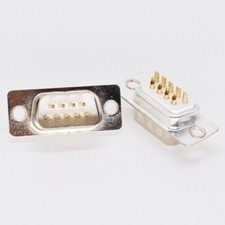 100pcs Gold Pin 9pin D-Sub Male Socket Solder Chassis Connector RS232 Serial DB9