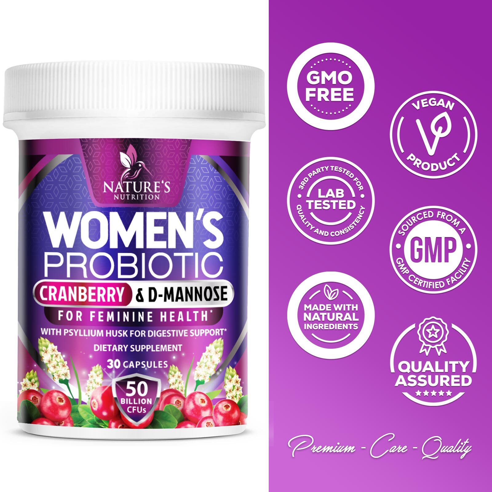 Probiotics for Women Digestive Health Support with 50B CFU & Psyllium